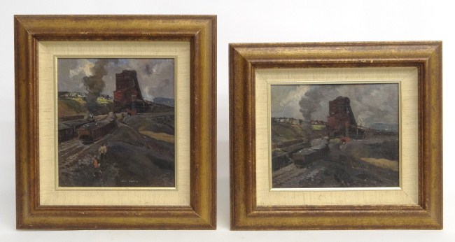 Pair paintings oil on artist board 1686dc