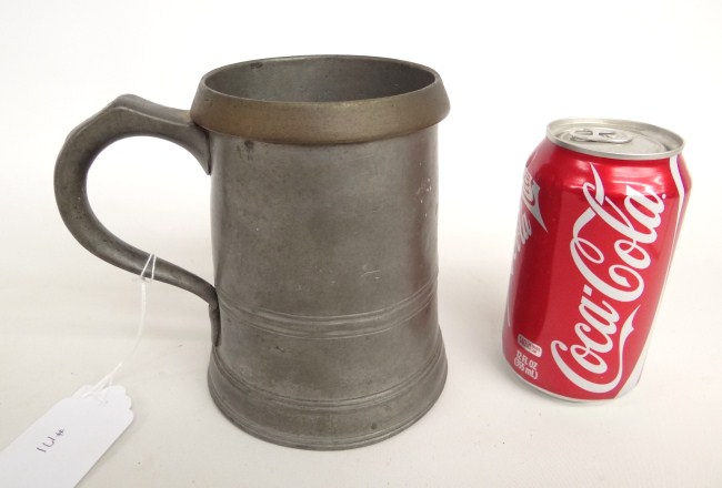 Early 19th c. pewter pub mug made by