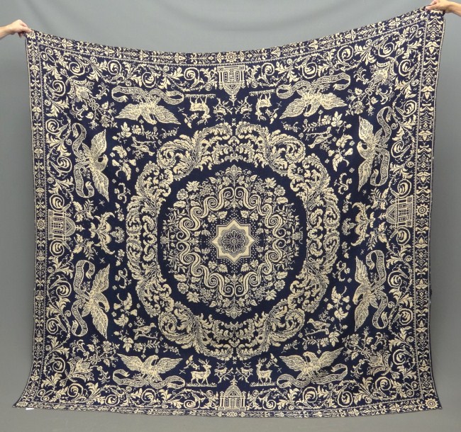 19th c. blue and white coverlet field