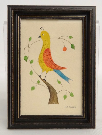 Watercolor folk art bird by noted 1686f9