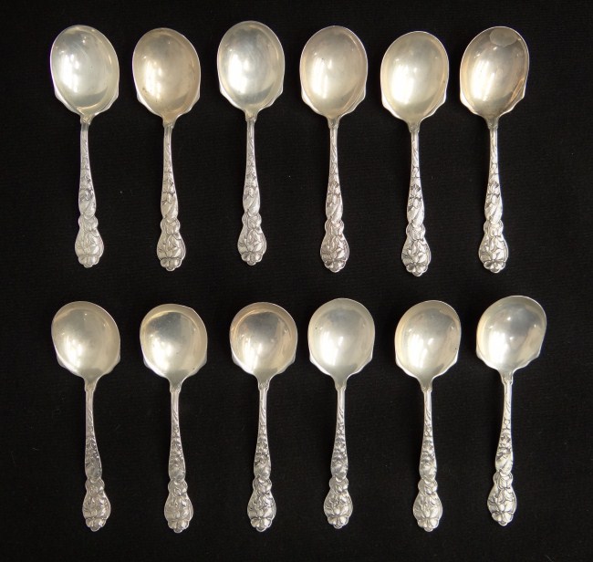 Set of 12 Gorham sterling silver spoons.