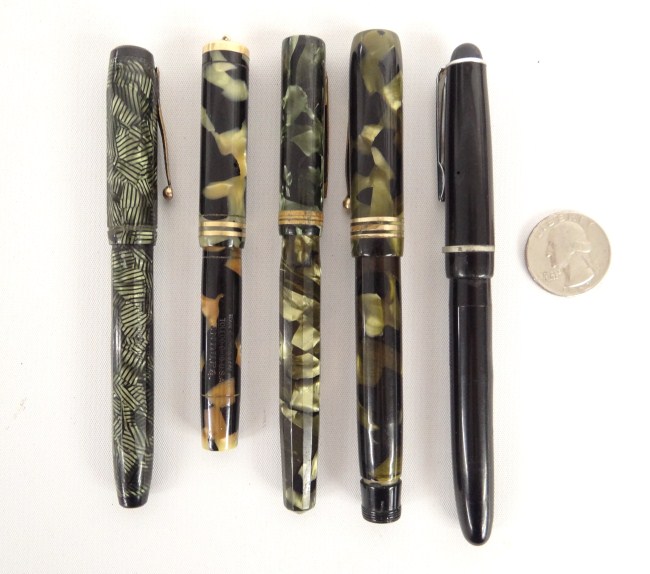 Collection of five fountain pens