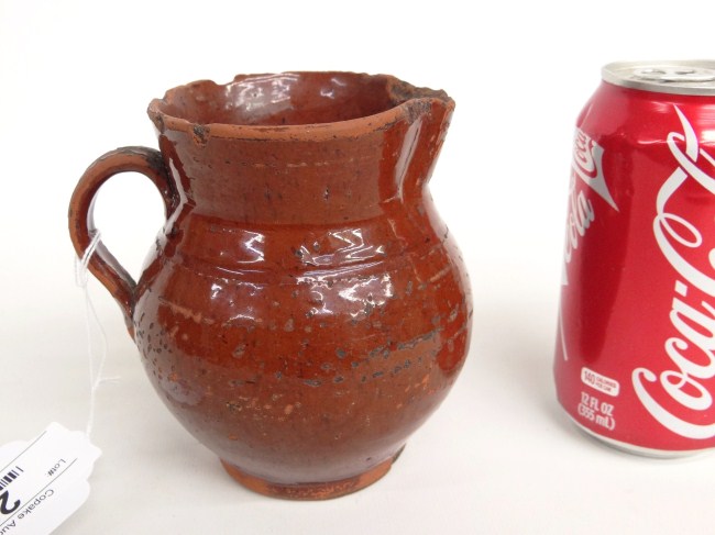 19th c Penna redware pitcher 16874e