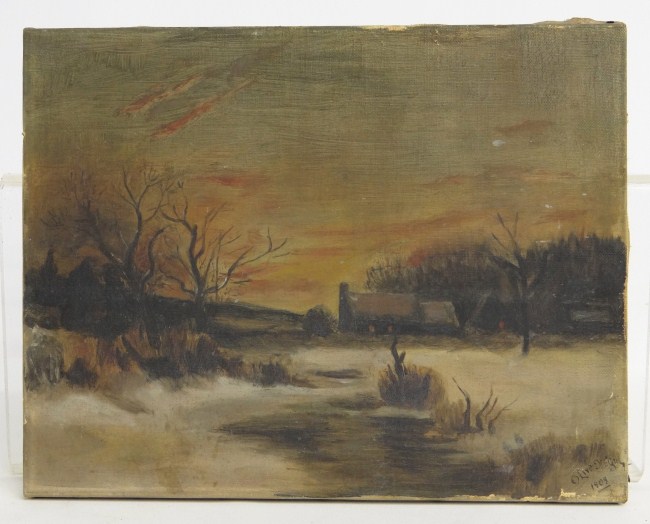 19th c oil on canvas landscape 16875b