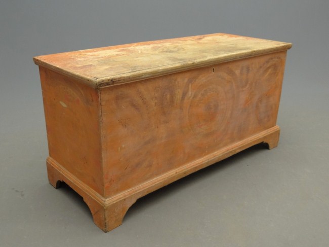 19th c. blanket box in salmon paint.