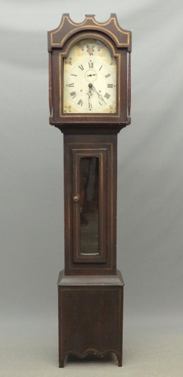 19th c. painted grandfather clock. Face