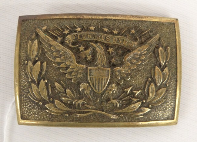 Cast brass belt buckle E Pluribus 16876c