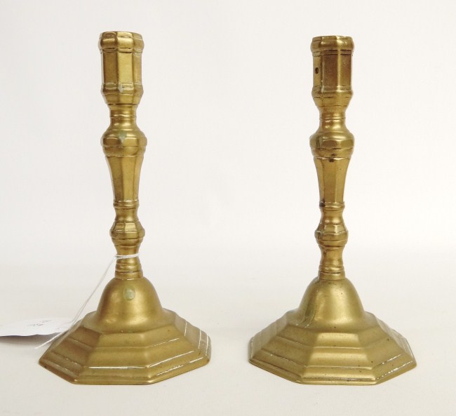 Pair 17th c French brass candlesticks  168785