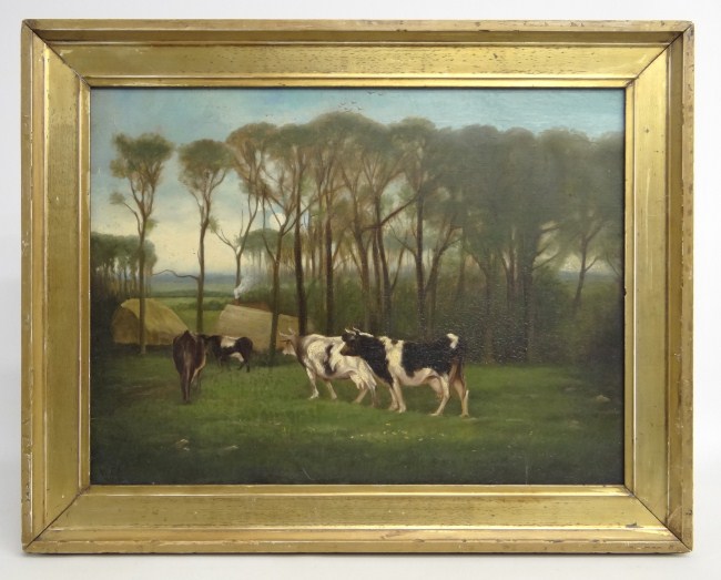 Painting oil on canvas cows signed 168780