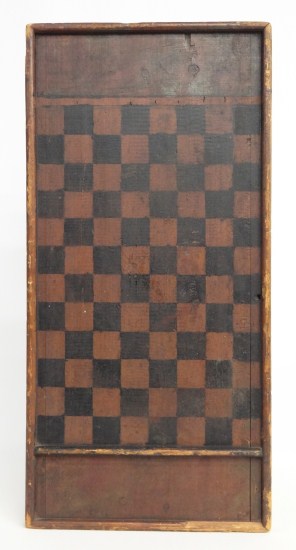19th c. painted checkerboard. Provenance