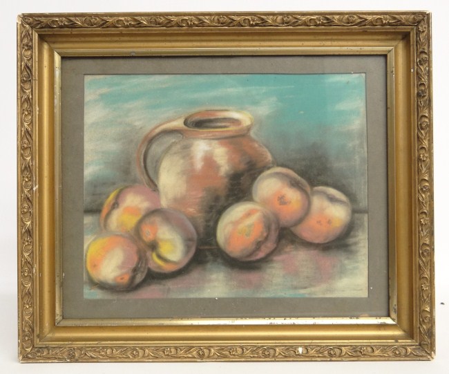 C. 1900s pastel still life with peaches.