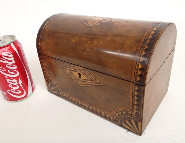 Early inlaid Tunbridge tea caddy  1687c9