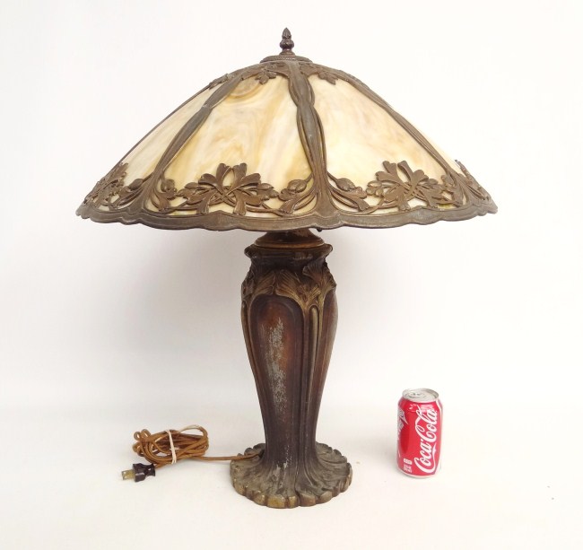 C. 1900's slag glass lamp. Shade.