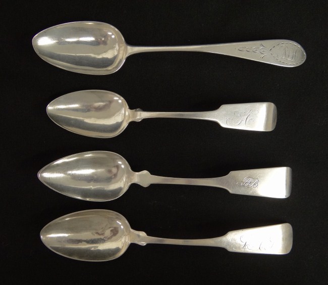 Lot four 19th c. coin silver spoons