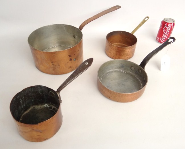 Lot four French copper pots 11  1687ea