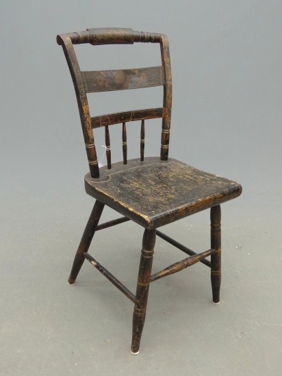 19th c. 1/2 spindle painted side chair.