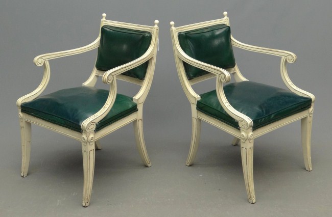 Pair French style painted upholstered 168811