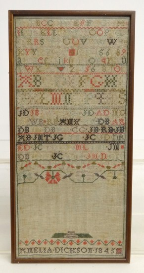 19th c. needlework sampler having