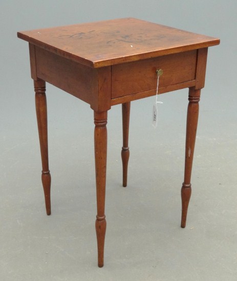 19th c. single drawer turned leg