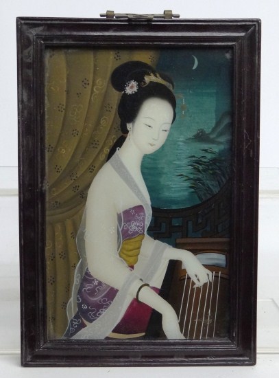 Asian reverse painting on glass 16882b