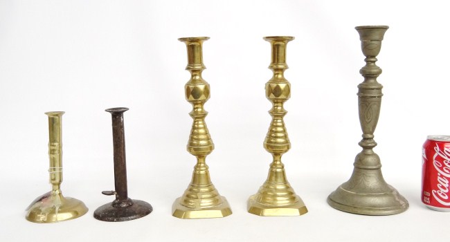 Lot including pair 19th c brass 168843