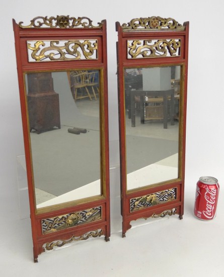 Pair Asian carved and painted panels 168859