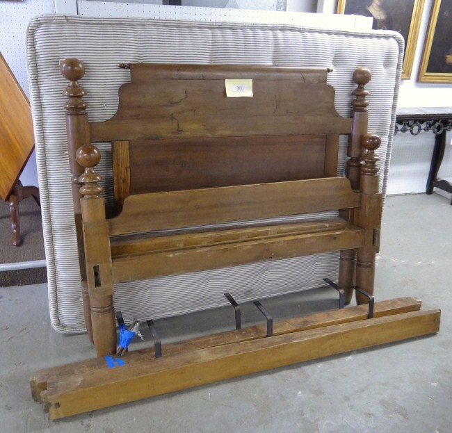 19th c. cannonball bed with mattress.