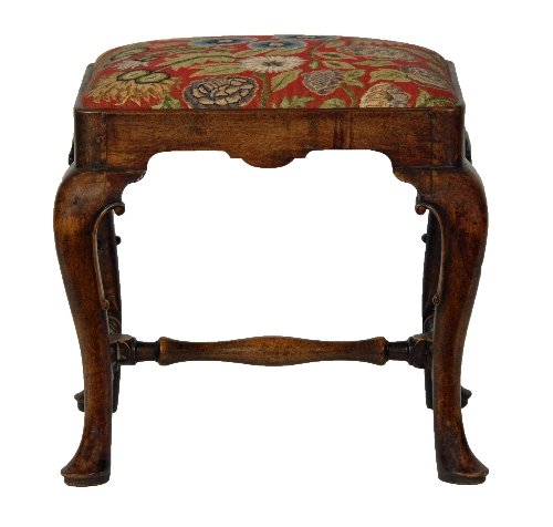 A Queen Anne walnut stool circa