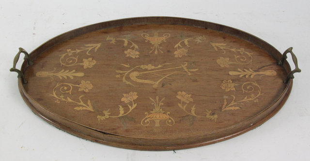 An Edwardian oval mahogany tray 1688d9