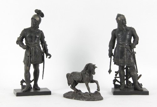 Two spelter figures of knights 1688db