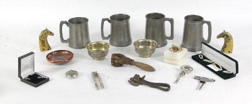 Four pewter mugs two nut   1688e1