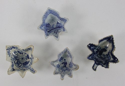 Four Staffordshire blue and white