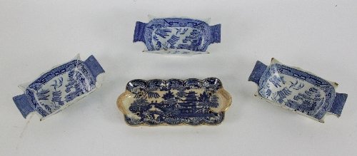 Three Staffordshire rectangular two-handled