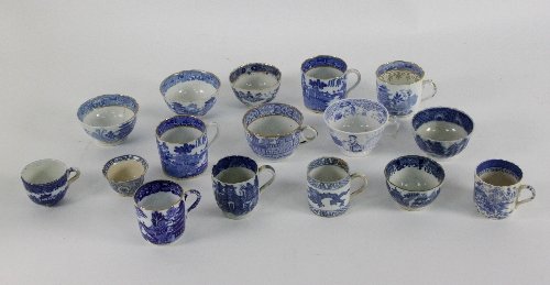 Six blue and white tea bowls and