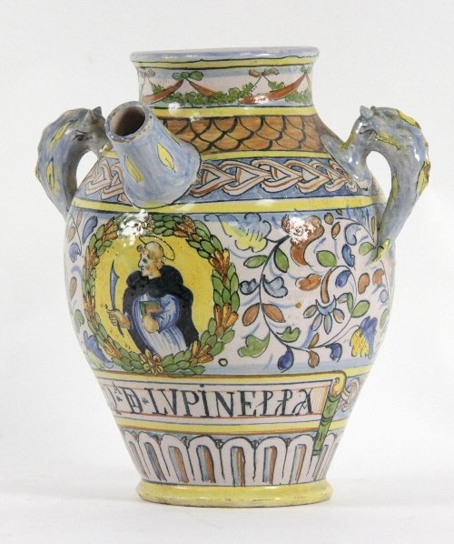 An Italian majolica wet drug jar