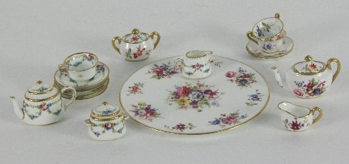 A dolls part tea set by Mintons comprising