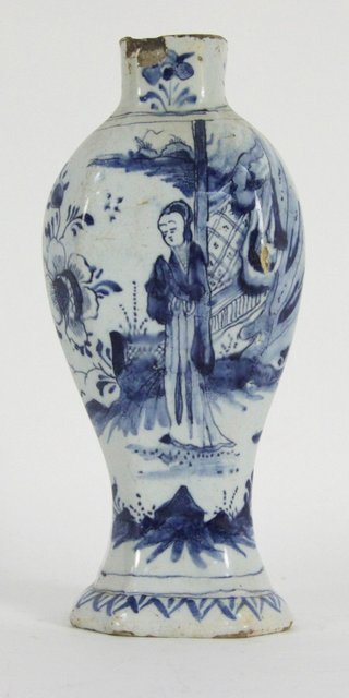 A Dutch Delft blue and white baluster