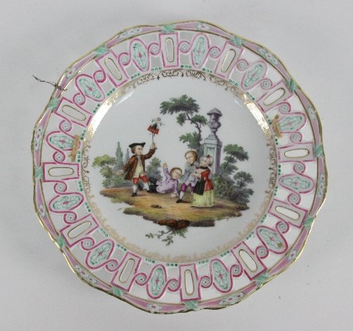 A Meissen plate with pierced border