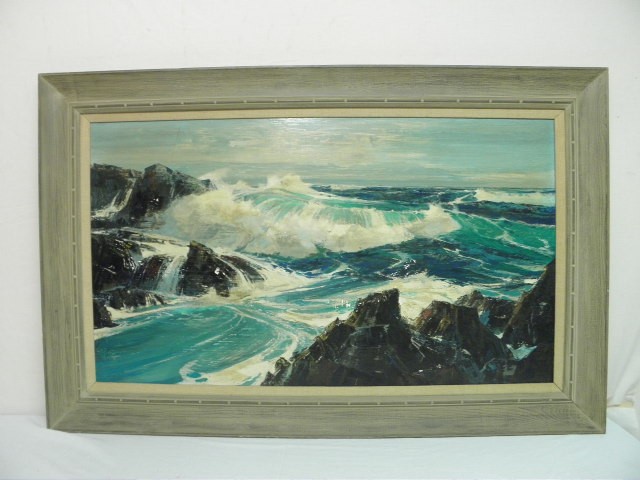 Vintage oil on board painting: