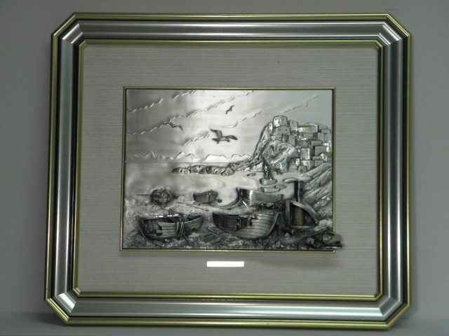 Italian silver framed relief plaque  16921b