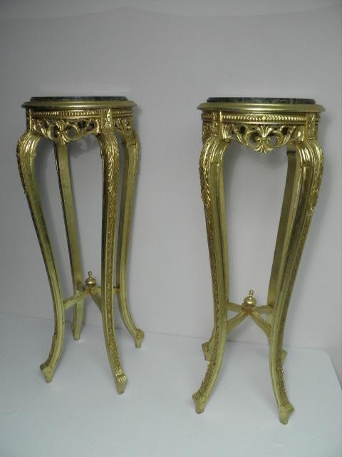Pair of gilded carved wood marble 169267