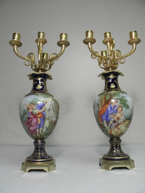 Pair 20th century Sevres porcelain