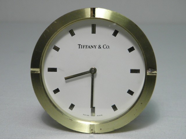 Tiffany Co gold tone travel clock  1692df