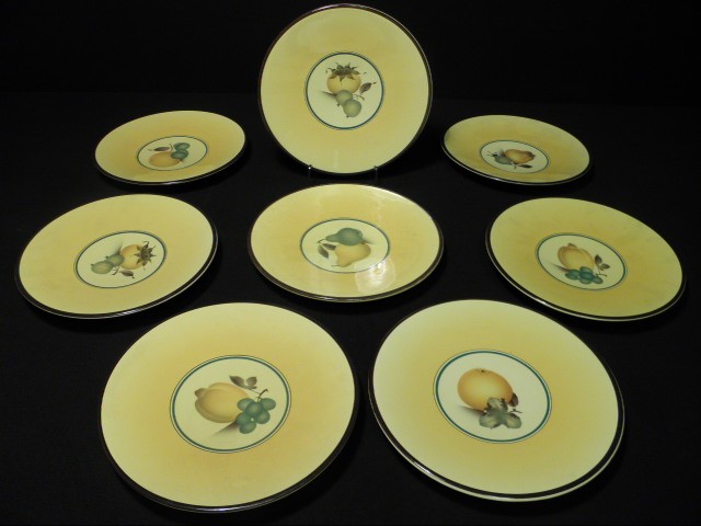 Lot of eight Royal Copenhagen yellow