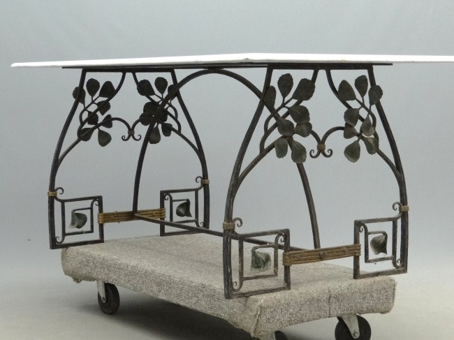 Marble top iron base garden table. Base