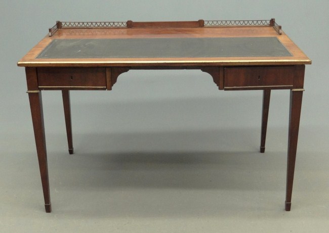 English two drawer leather top desk