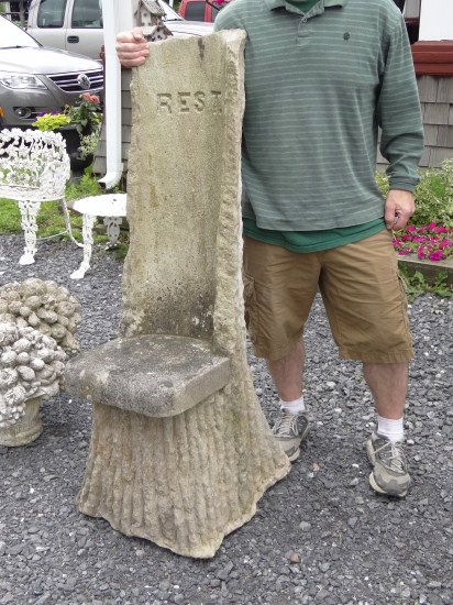 Cement stump style chair marked 16718f