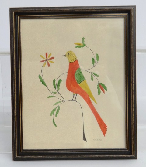 Watercolor Folk Art Bird by 1671dd