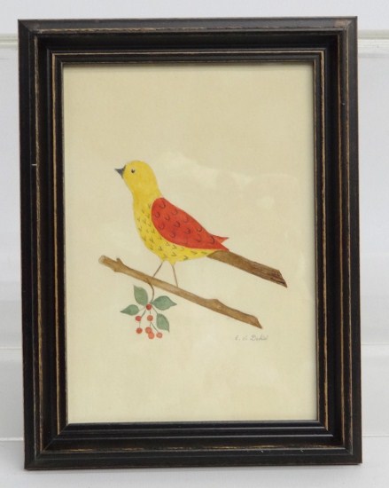 Watercolor Folk Art Bird by 1671df