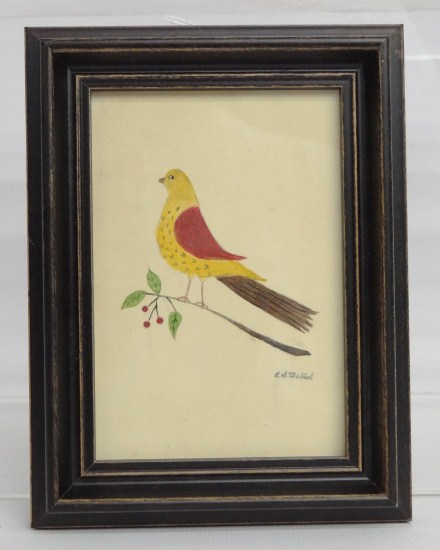 Watercolor ''Folk Art Bird'' by